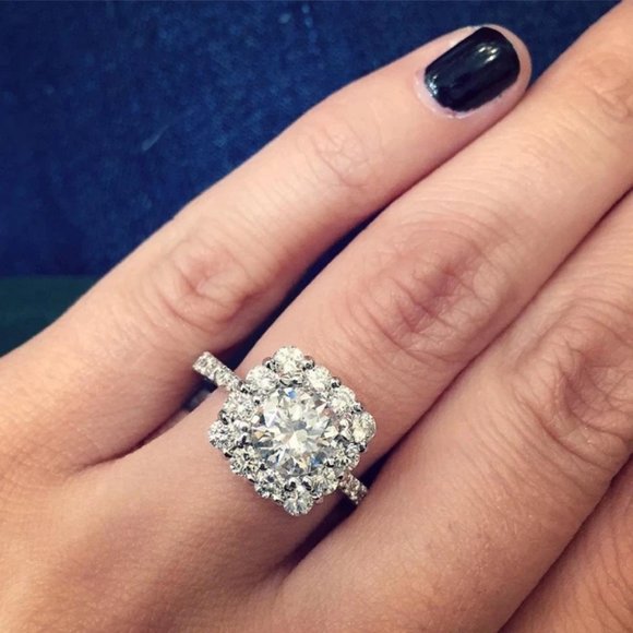 "925 Silver Plated Round Radiant White CZ Noble Spirit Ring, - Picture 2 of 5